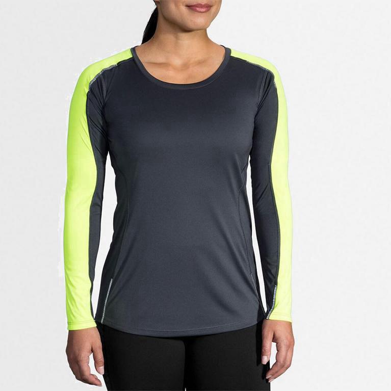 Brooks Nightlife Israel - Women's Long Sleeve Running Shirt - Grey (86749-PLCG)